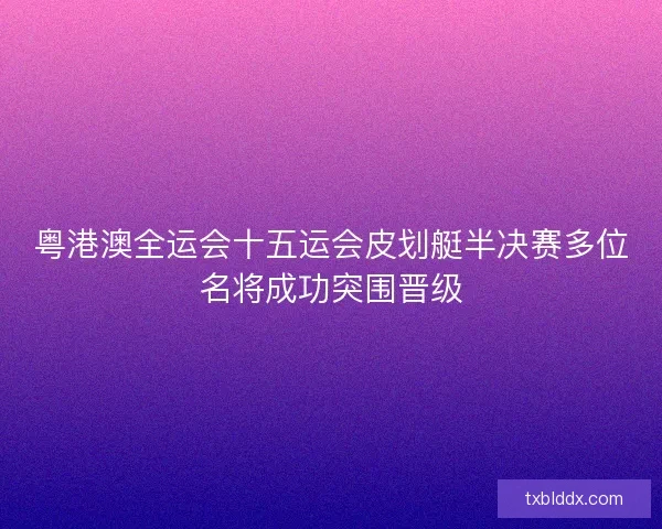 粤港澳全运会十五运会皮划艇半决赛多位名将成功突围晋级