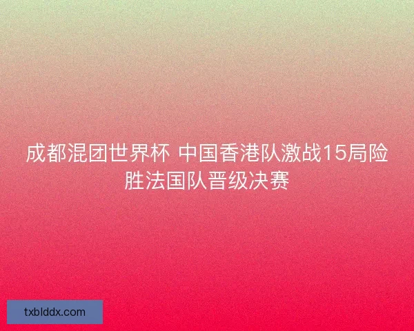 成都混团世界杯 中国香港队激战15局险胜法国队晋级决赛